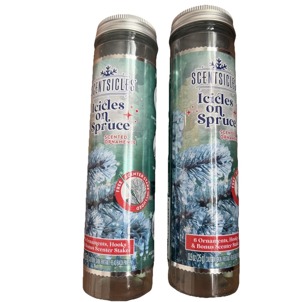 Scentsicles Icicles‎ on Spruce Scented Christmas Ornament Sticks - 2 Bottles, 12